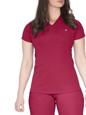 FITscrubs Womens Pocket Plus Scrub Top Maroon